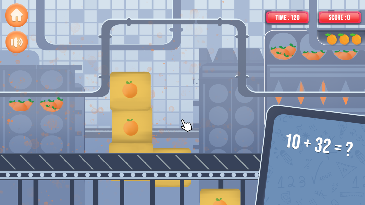 Math Juice Factory Game Start Screenshot.
