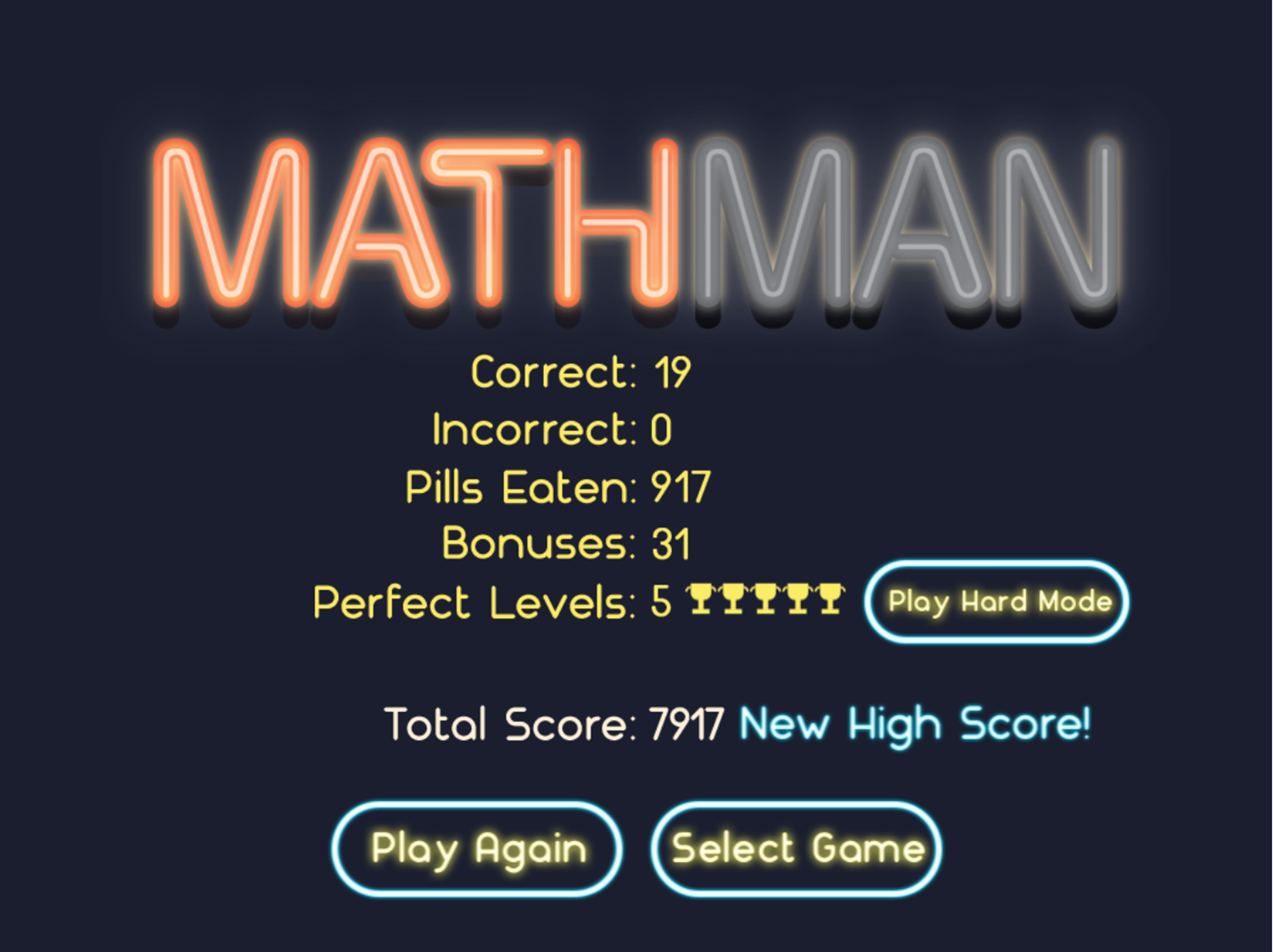 Math Man Game Beat Screenshot.
