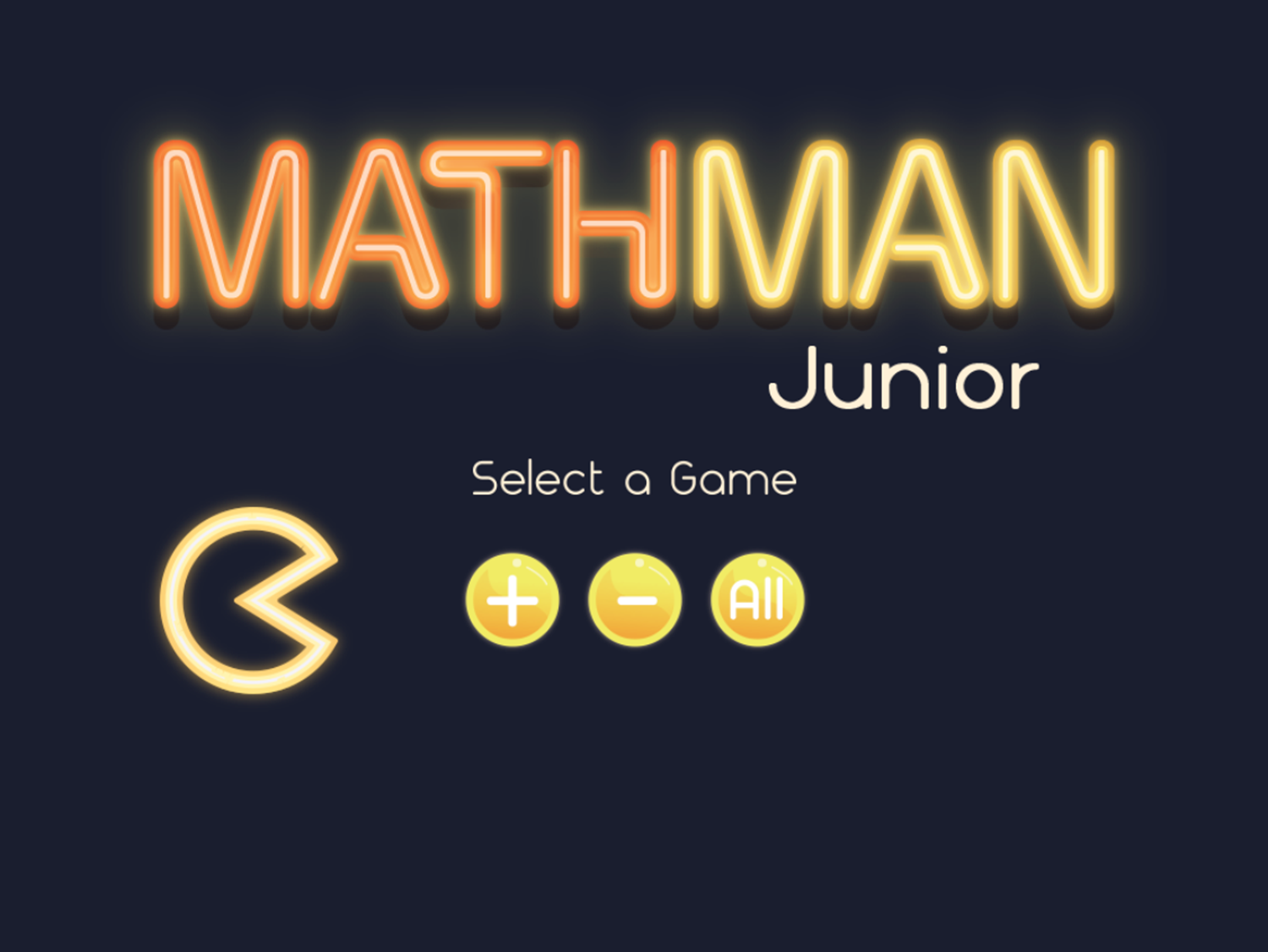 Math Man Jr Game Select Game Screenshot.