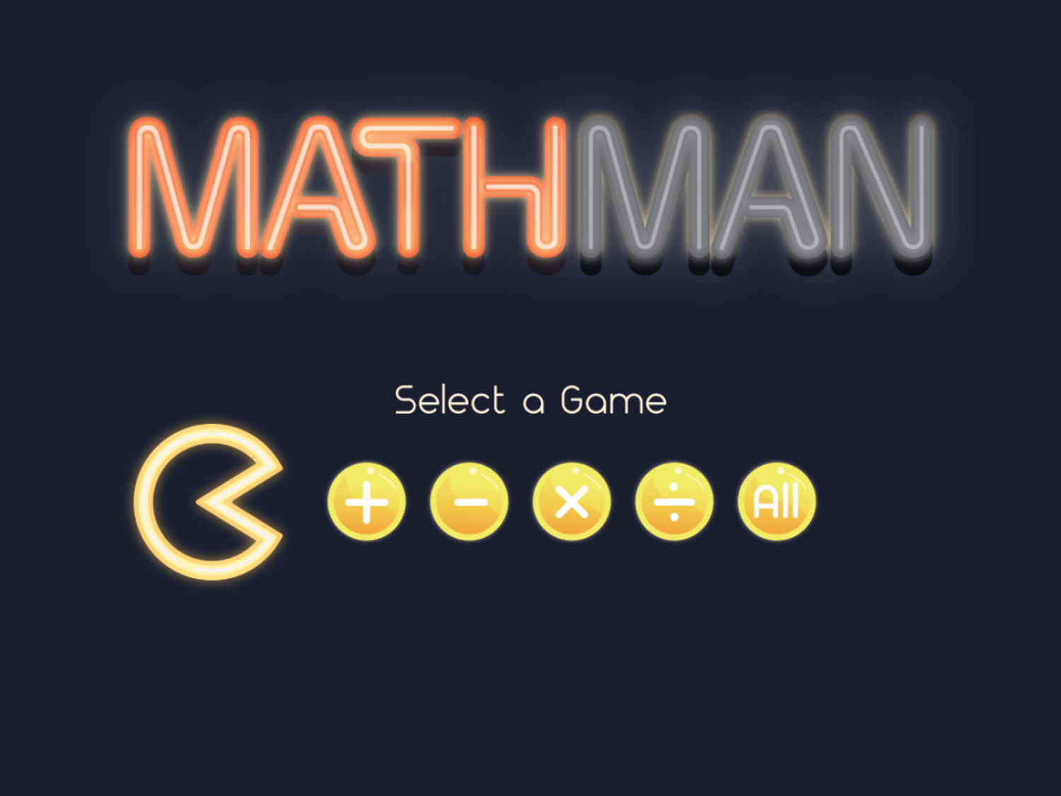 Math Man Game Select Game Screenshot.