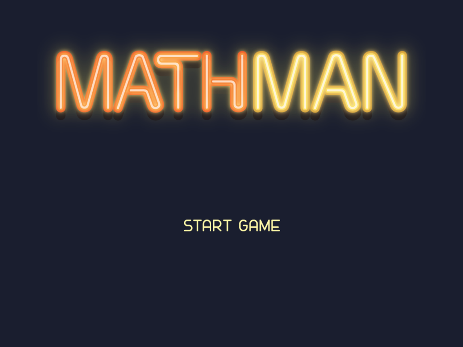 Math Man Game Welcome Screen Screenshot.