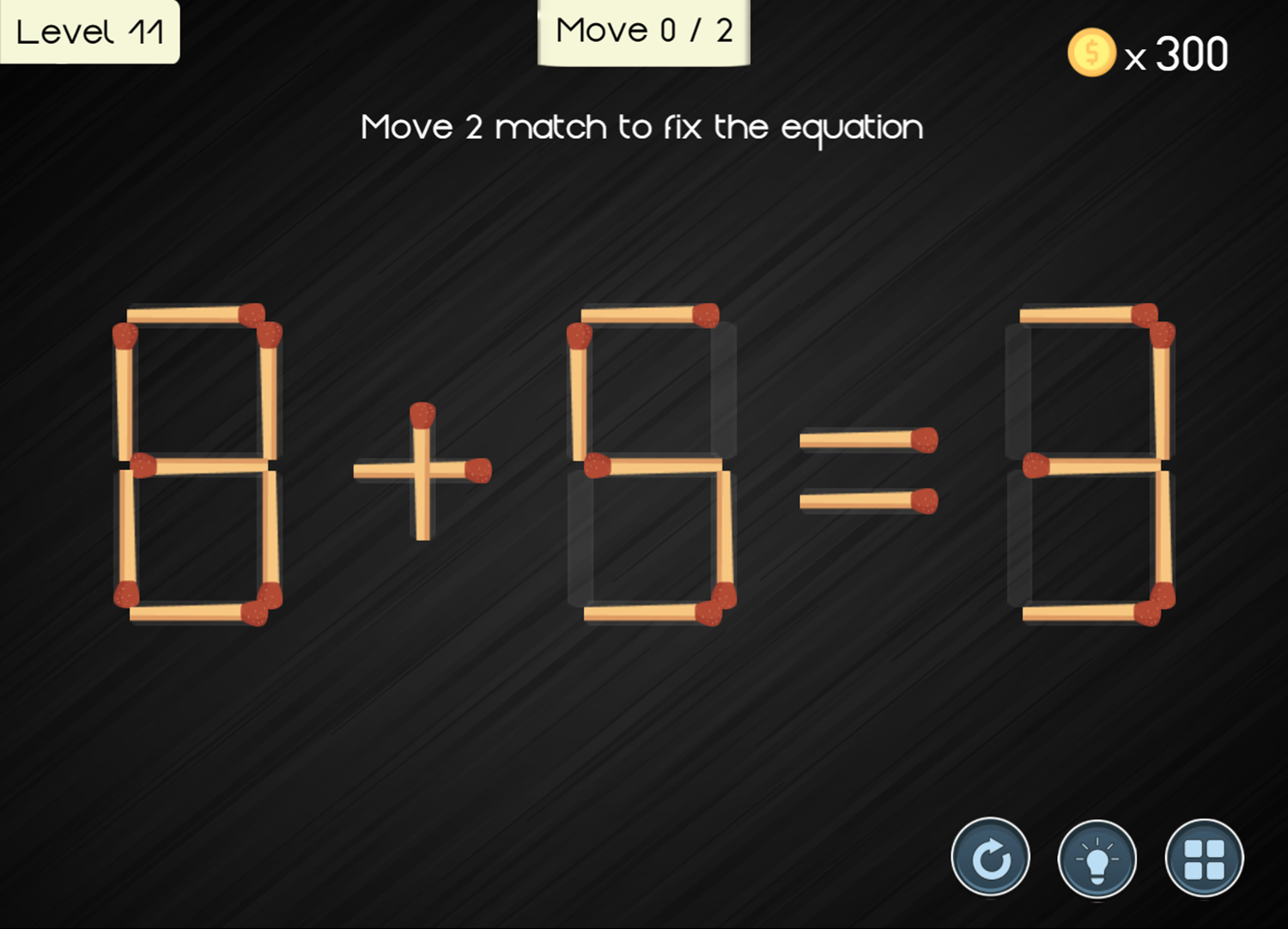 Math Matchsticks Game Level Progress Screenshot.
