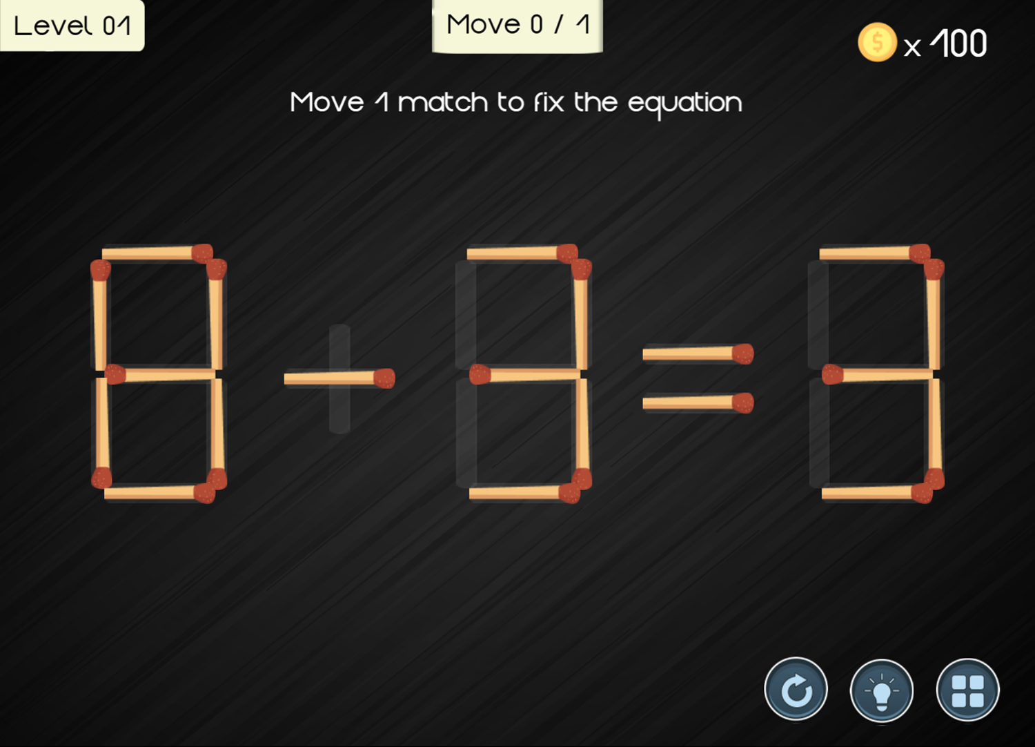 Math Matchsticks Game Level Start Screenshot.