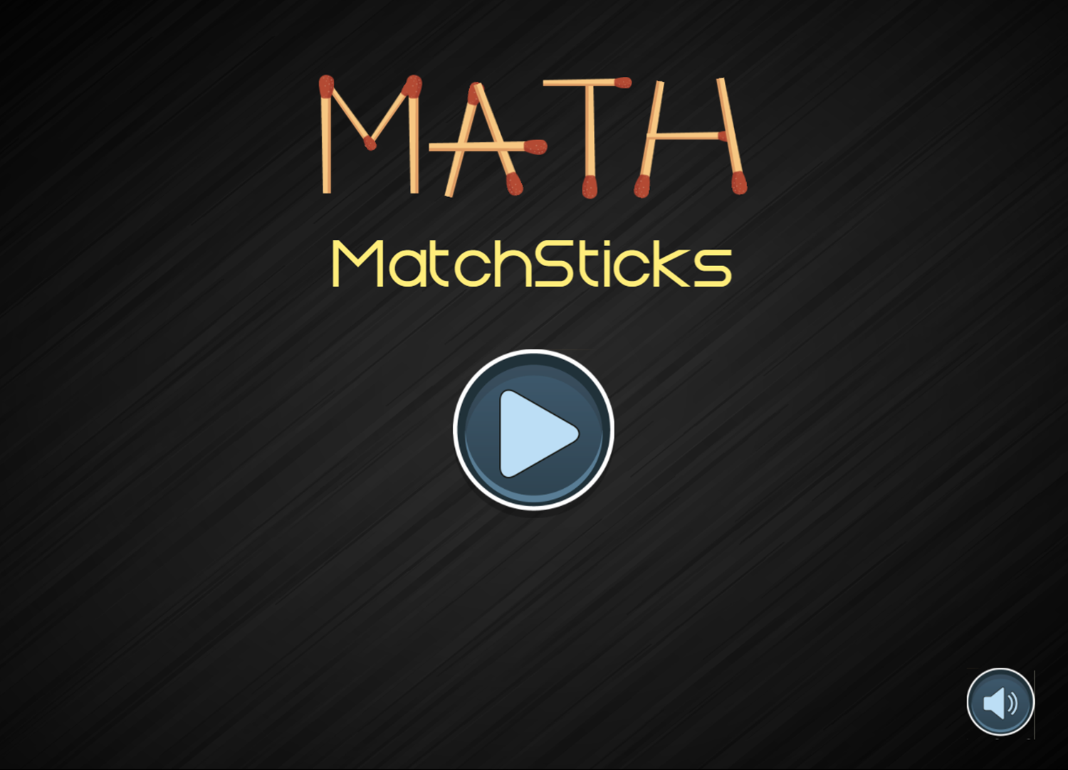 Math Matchsticks Game Welcome Screen Screenshot.
