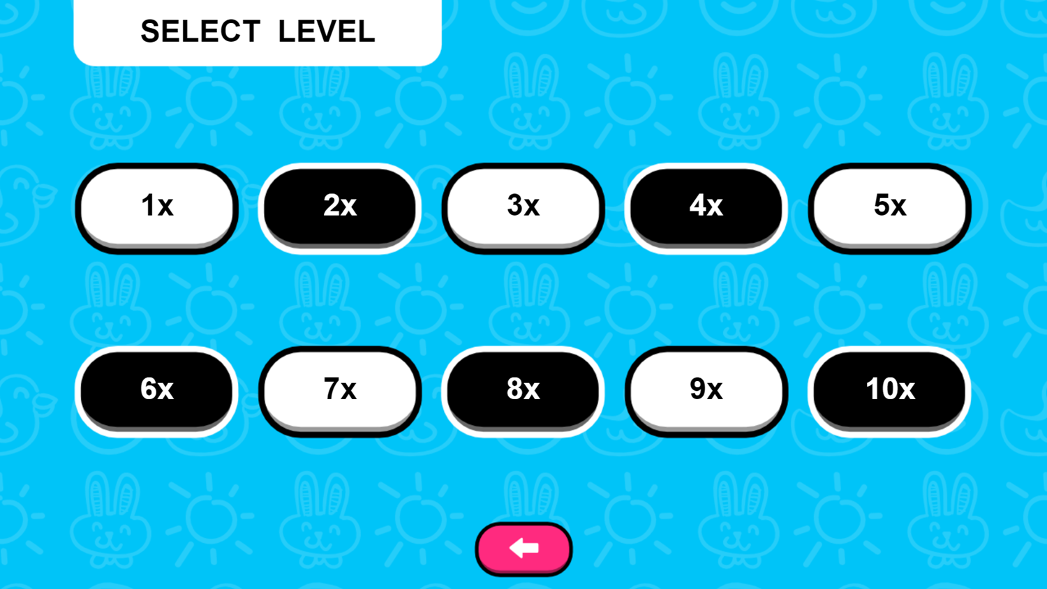 Math Memory Game Skill Level Screenshot.