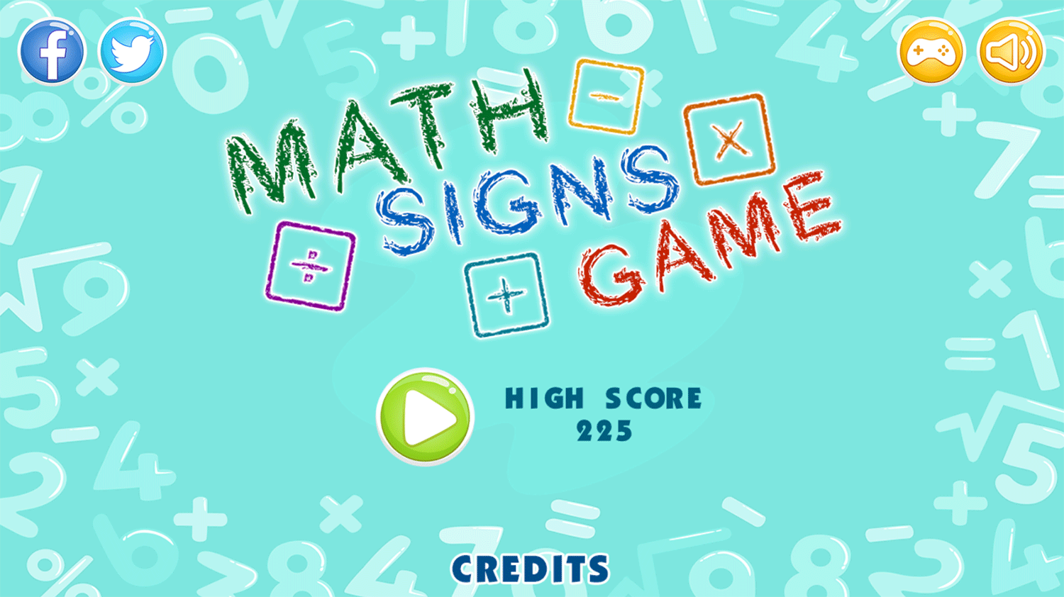 Math Signs Game Welcome Screen Screenshots.