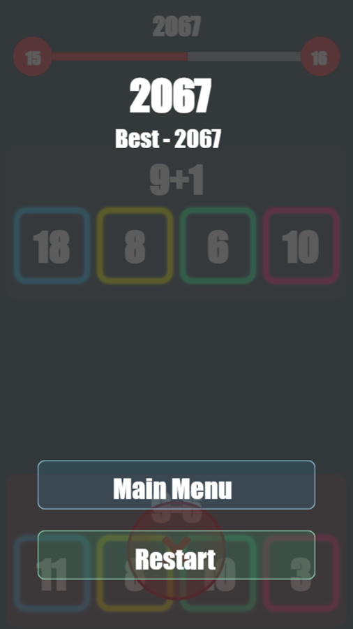 Math Tiles Game Over Screenshot.