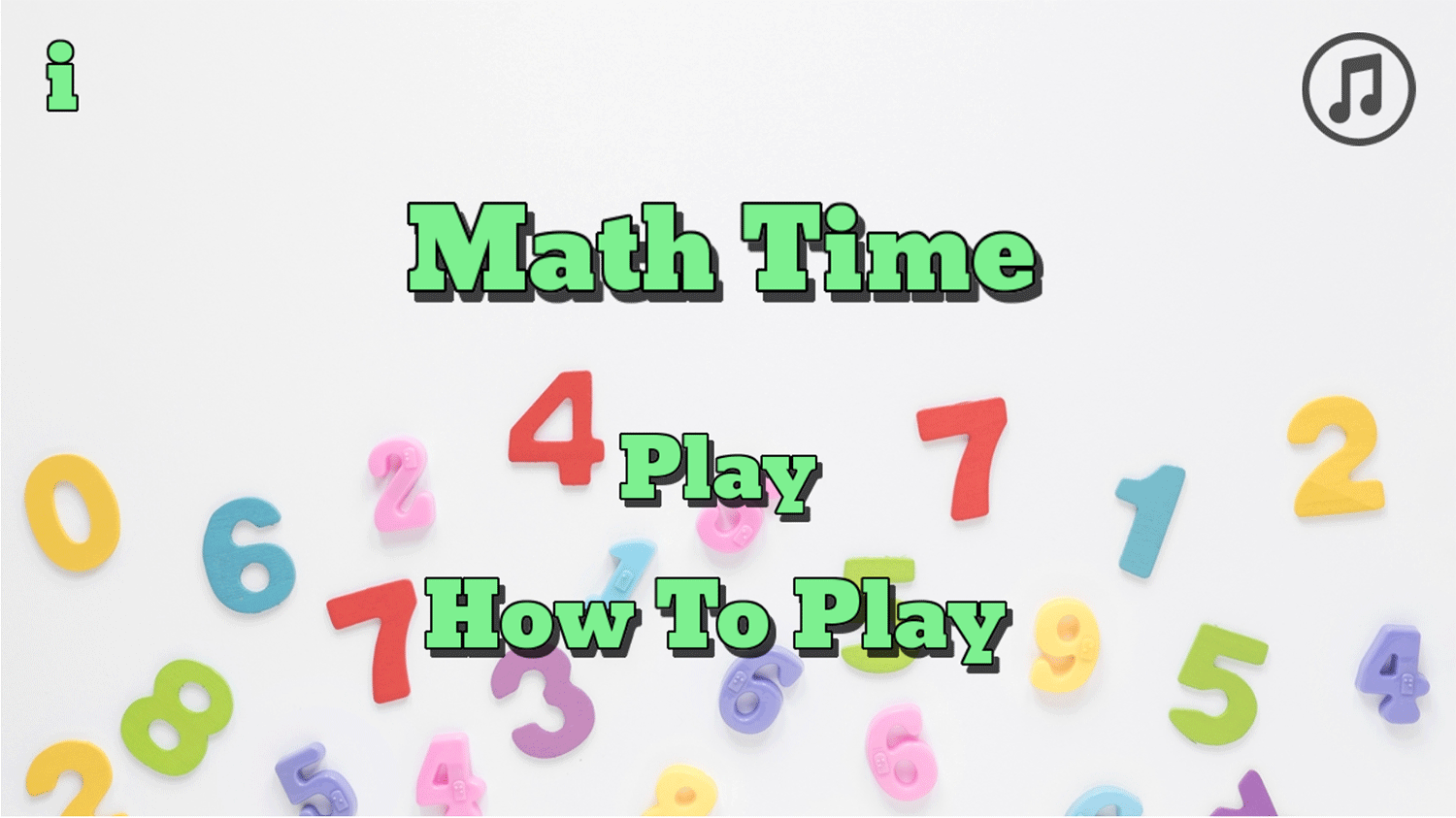 Math Time Welcome Screen Screenshots.