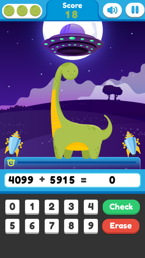 Math With Dino Game Over Screenshot.