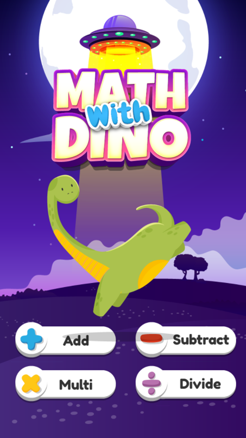 Math With Dino Game Welcome Screen Screenshot.