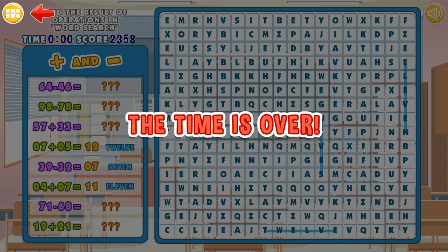 Math Word Search Time Over Screenshots.