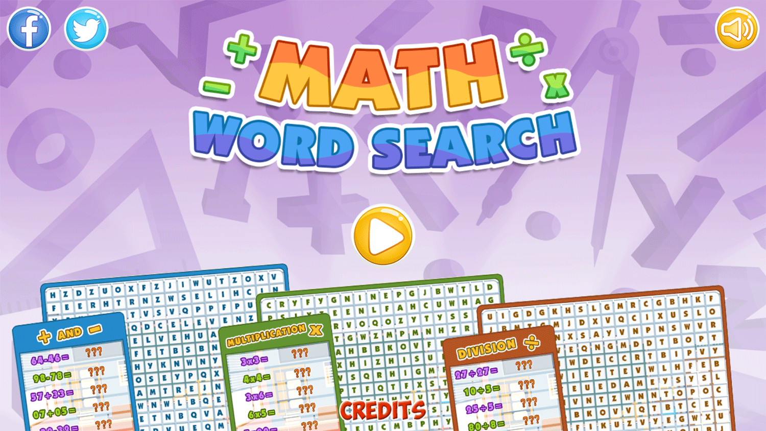 Math Word Search Welcome Screen Screenshots.