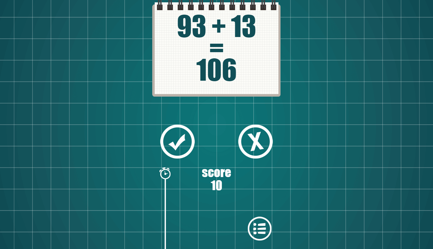 Maths True or False Game Question Screenshot.