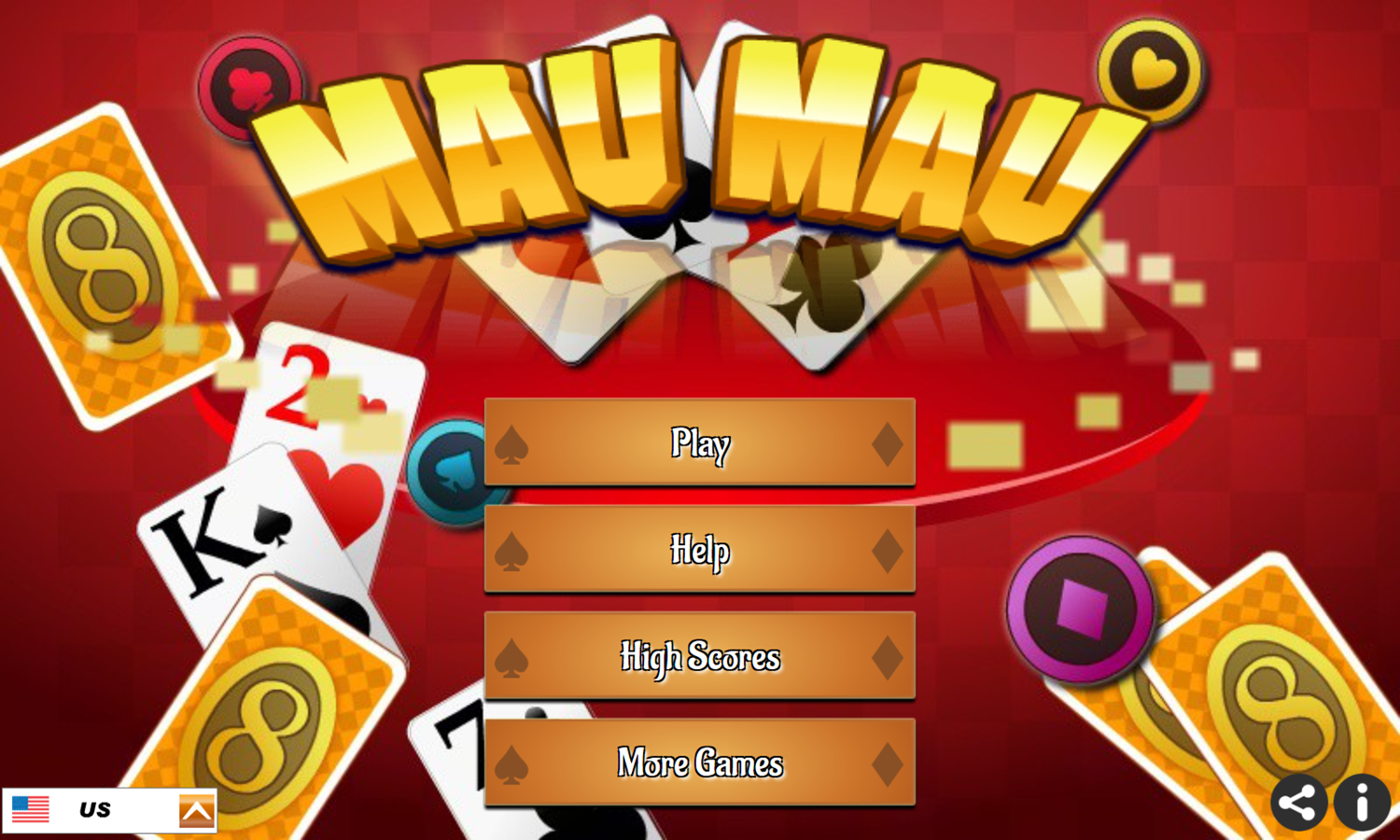 Mau Mau Game Welcome Screen Screenshot.