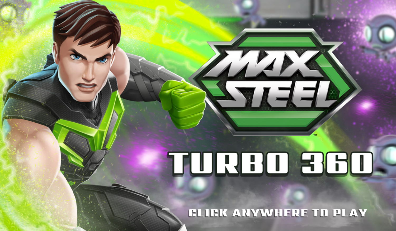 Max Steel Turbo 360 Game Welcome Screen Screenshot.