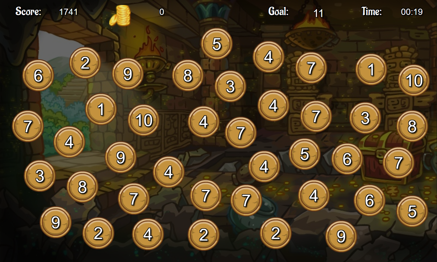 Maya Pyramid Solitaire Game Bonus Round Screenshot.