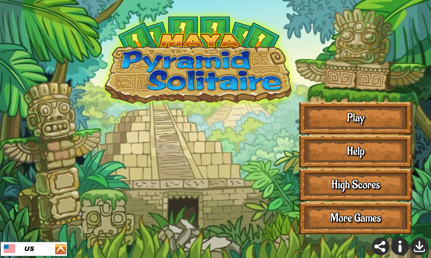 Maya Pyramid Solitaire Game Welcome Screen Screenshot.