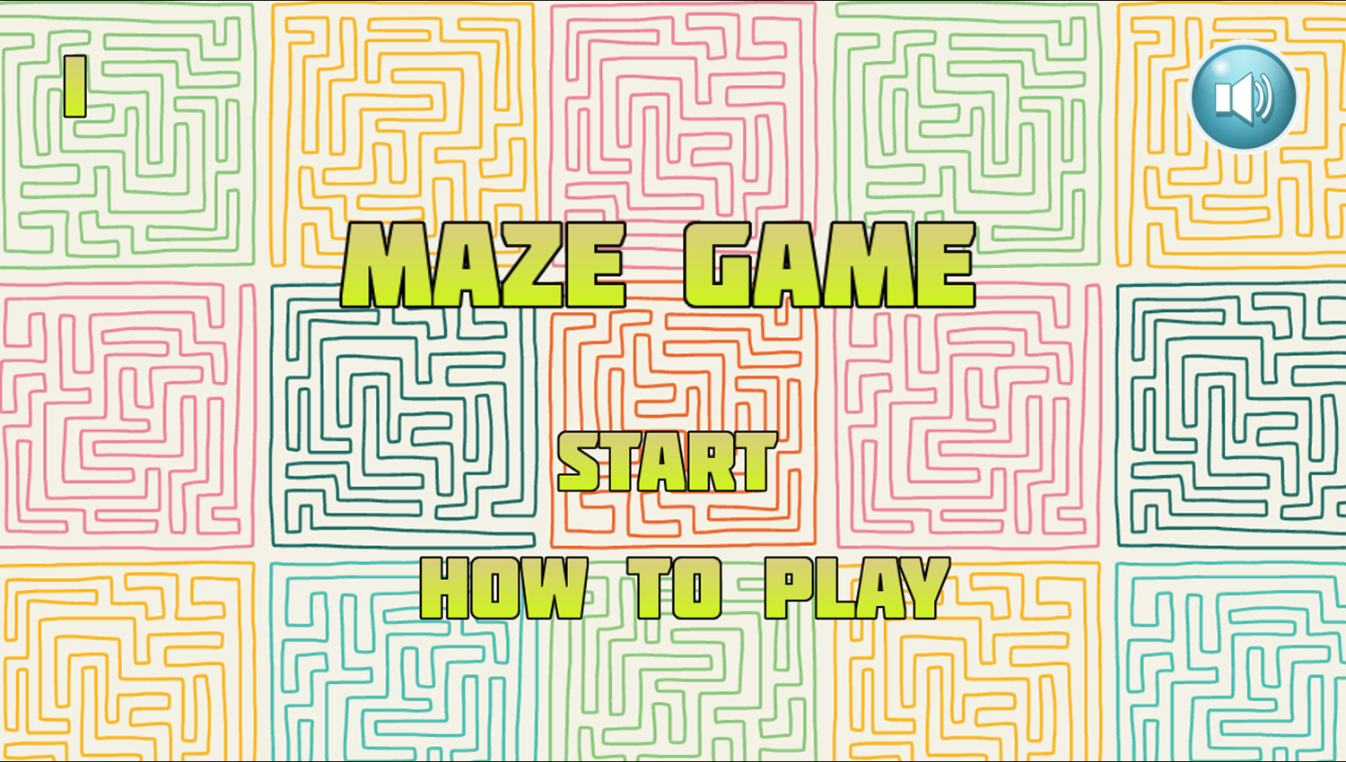 Maze Game Welcome Screen Screenshot.