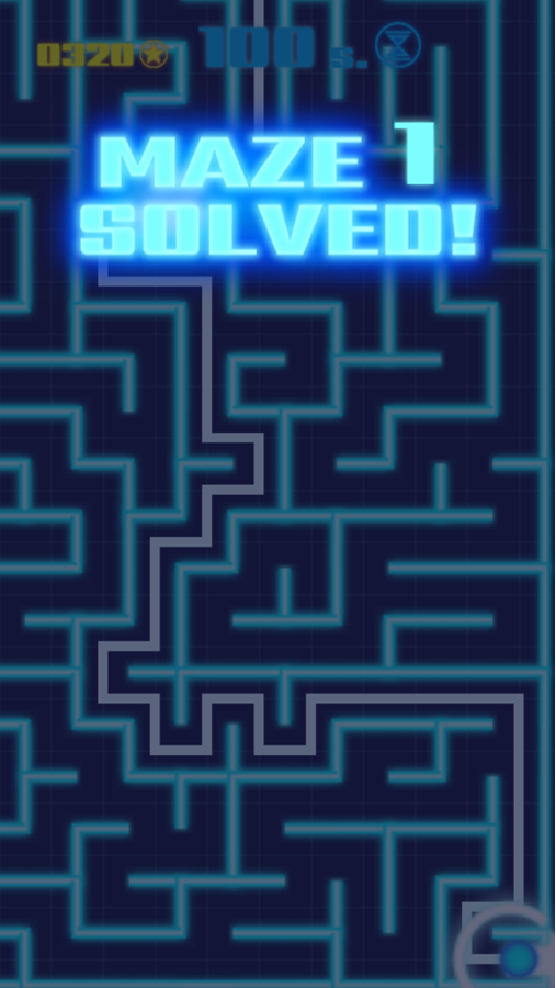 Maze Speedrun Game Level Complete Screenshot.