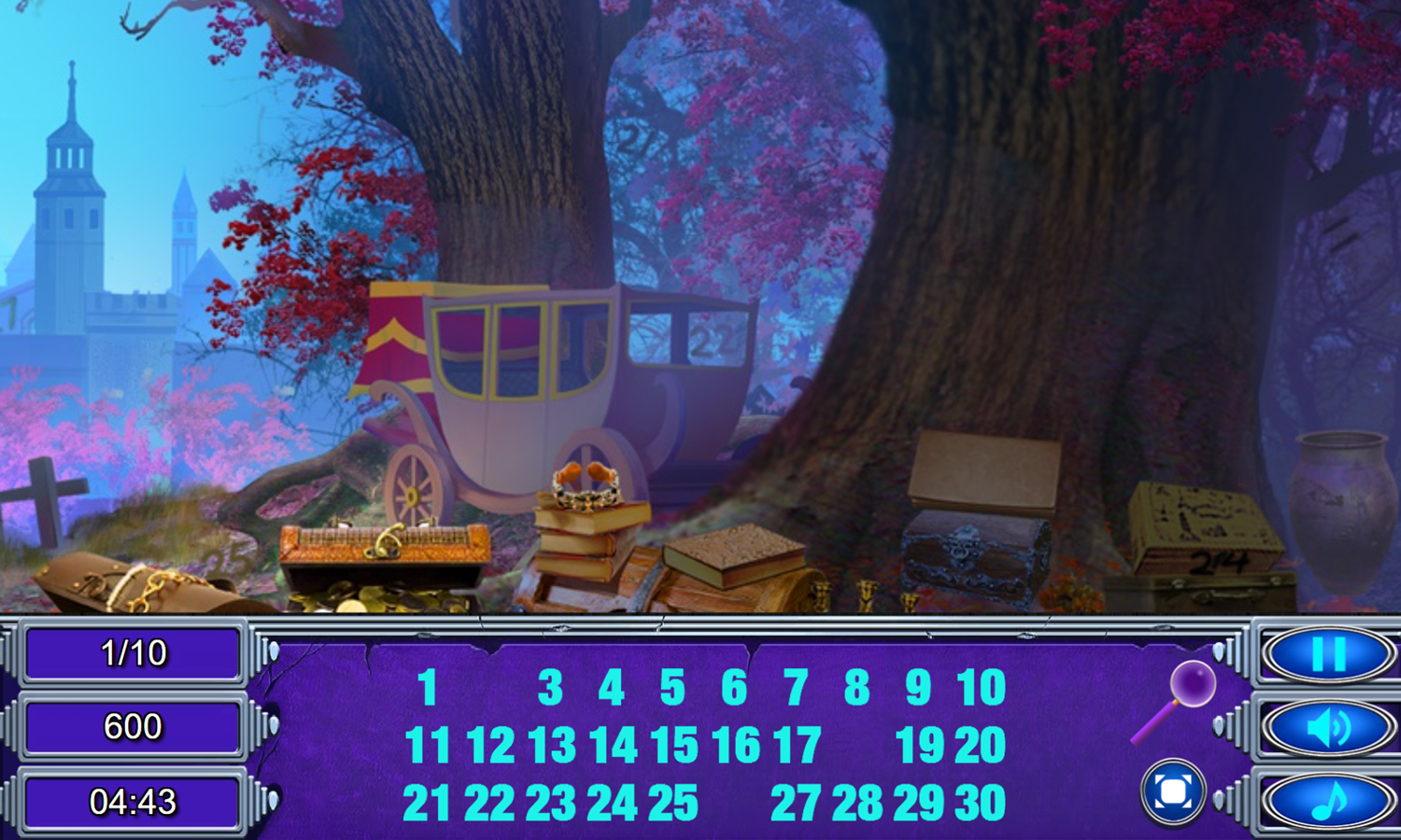 Medieval Castle Hidden Numbers Game Find Numbers Screenshot.