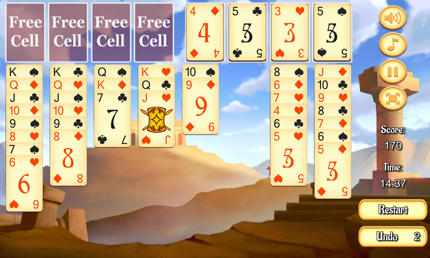 Medieval Freecell Game Play Screenshot.