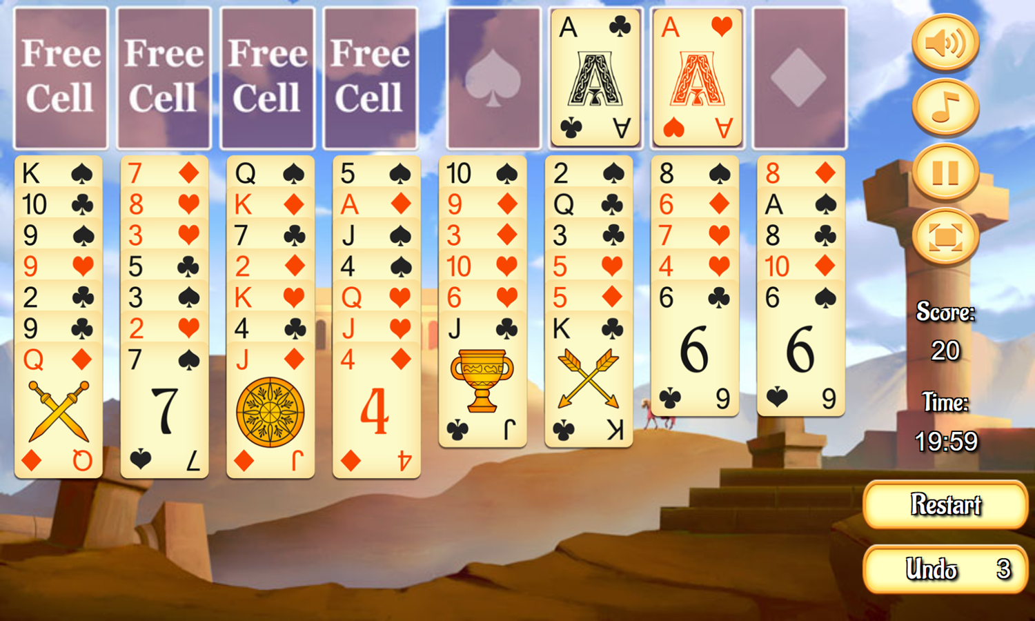 Medieval Freecell Game Start Screenshot.