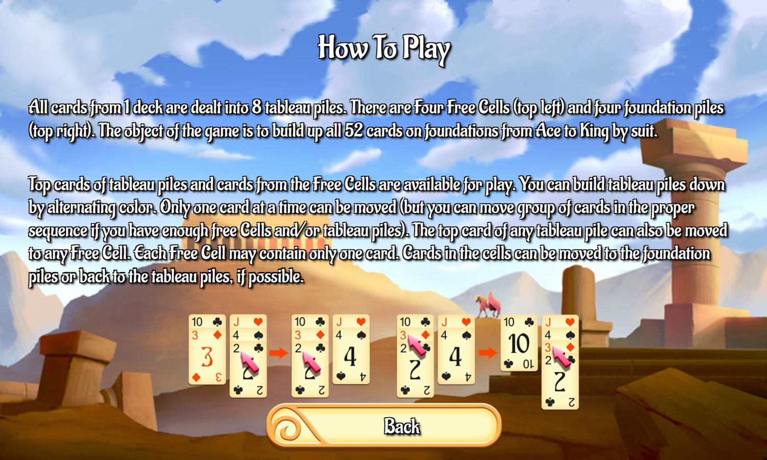 Medieval Freecell Game How To Play Screenshot.