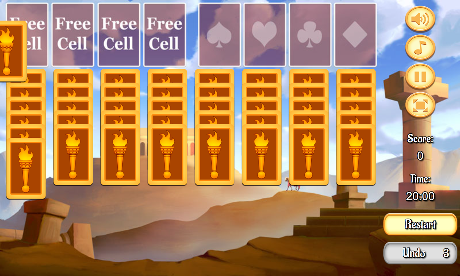 Medieval Freecell Game Shuffling Screenshot.