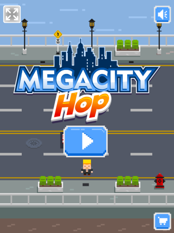 Megacity Hop Game Welcome Screen Screenshot.