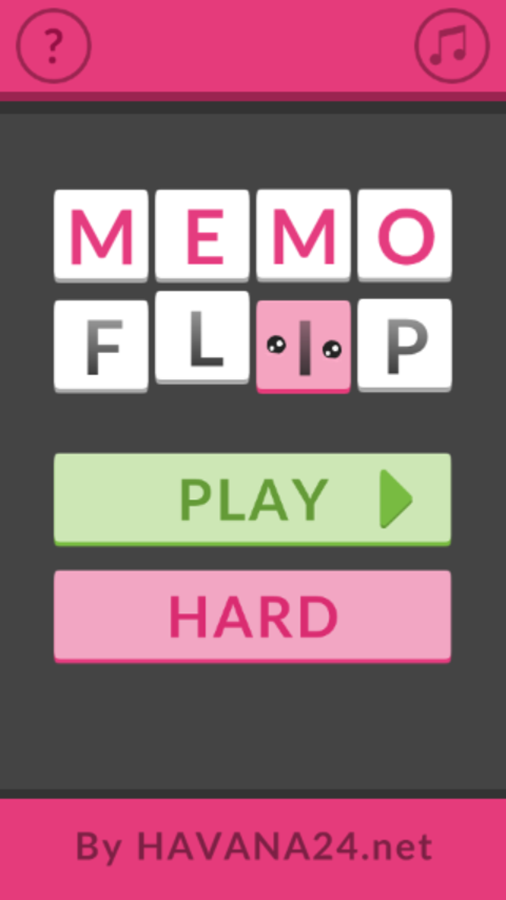 Memoflip Game Welcome Screen Screenshot.