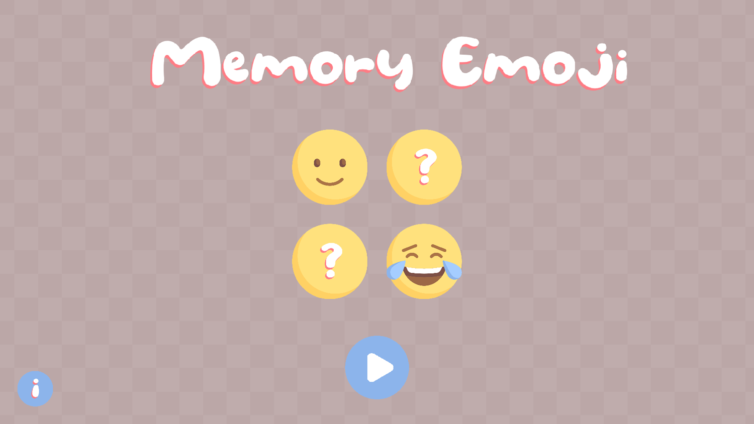 Memory Emoji Game Welcome Screen Screenshot.