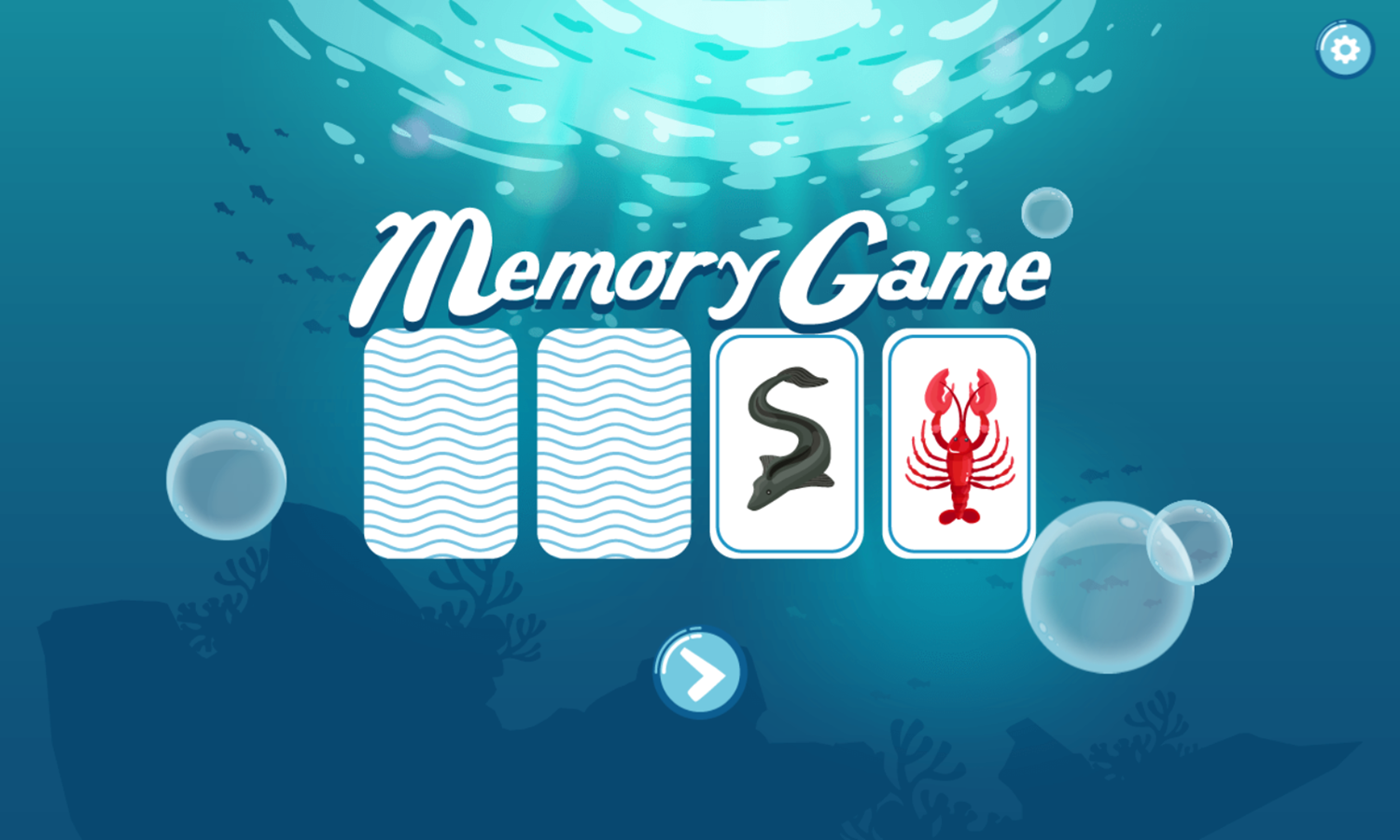 Memory Game Welcome Screen Screenshot.