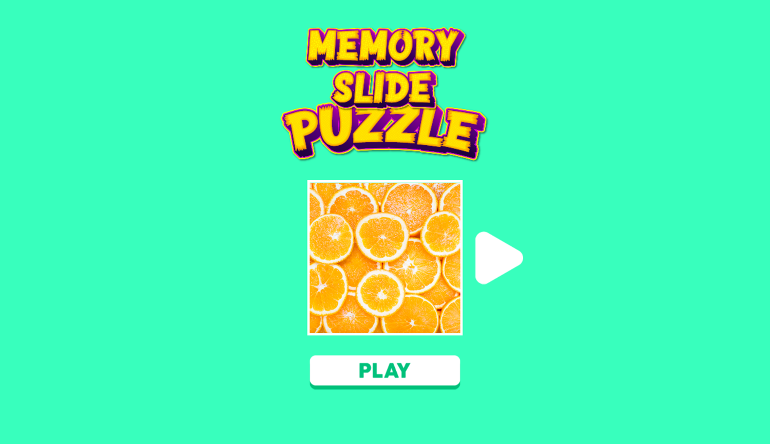 Memory Slide Puzzle Game Welcome Screen Screenshot.