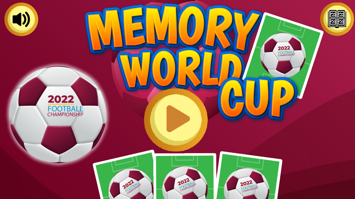 Memory World Cup Game Welcome Screen Screenshot.