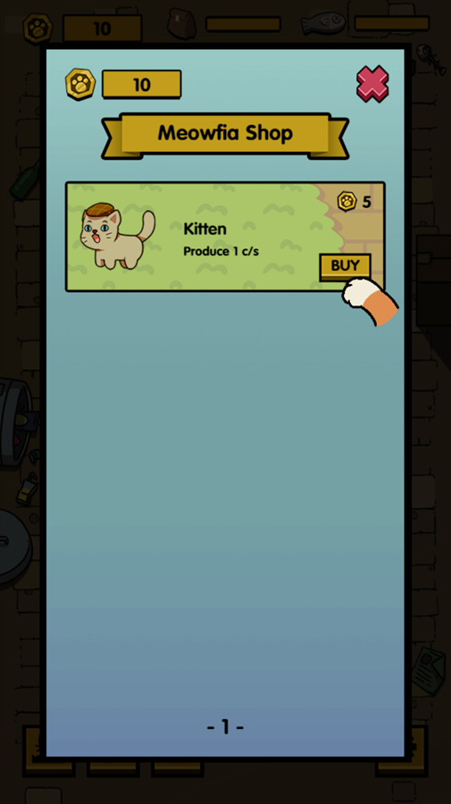 Meowfia Evolution Game Buying First Cat Screenshot.