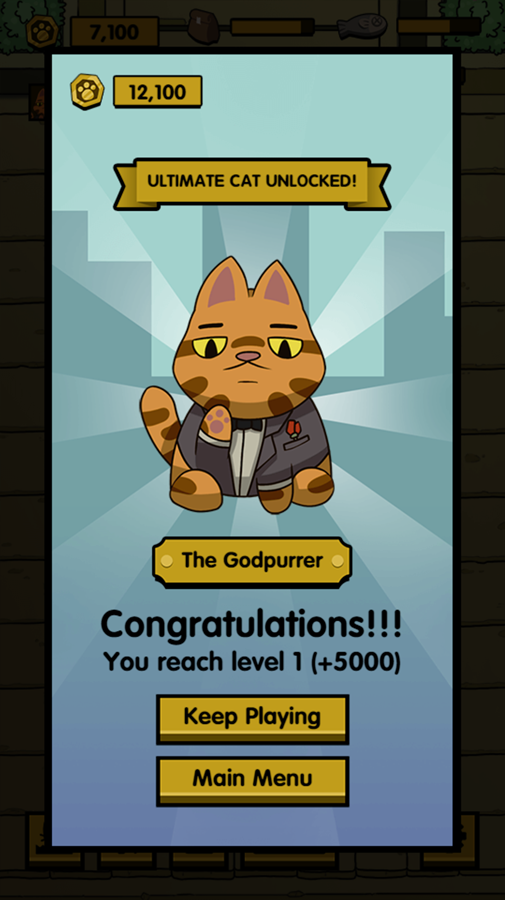 Meowfia Evolution Game The Godpurrer Unlocked Screen Screenshot.