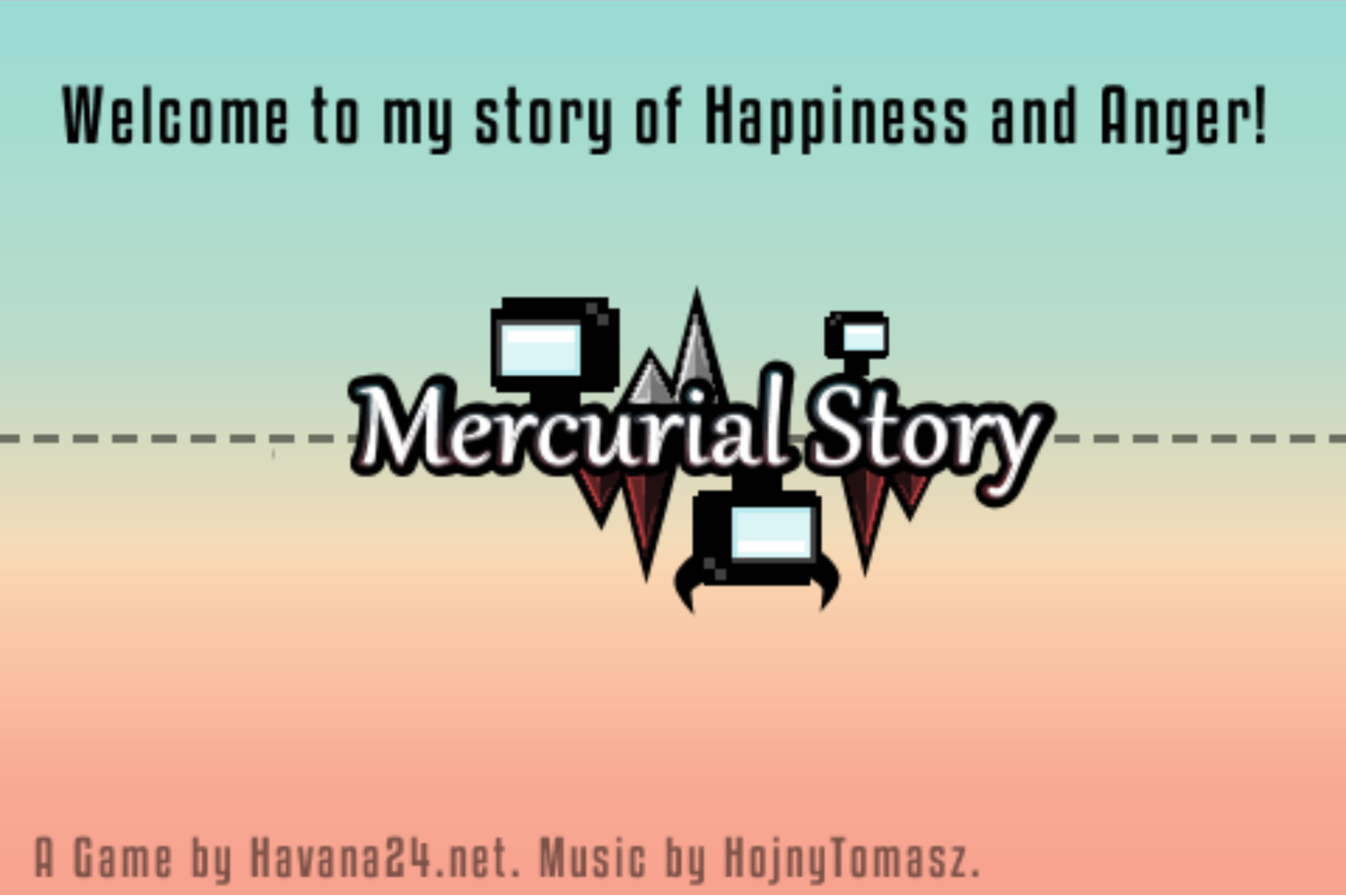 Mercurial Story Game Welcome Screen Screenshot.