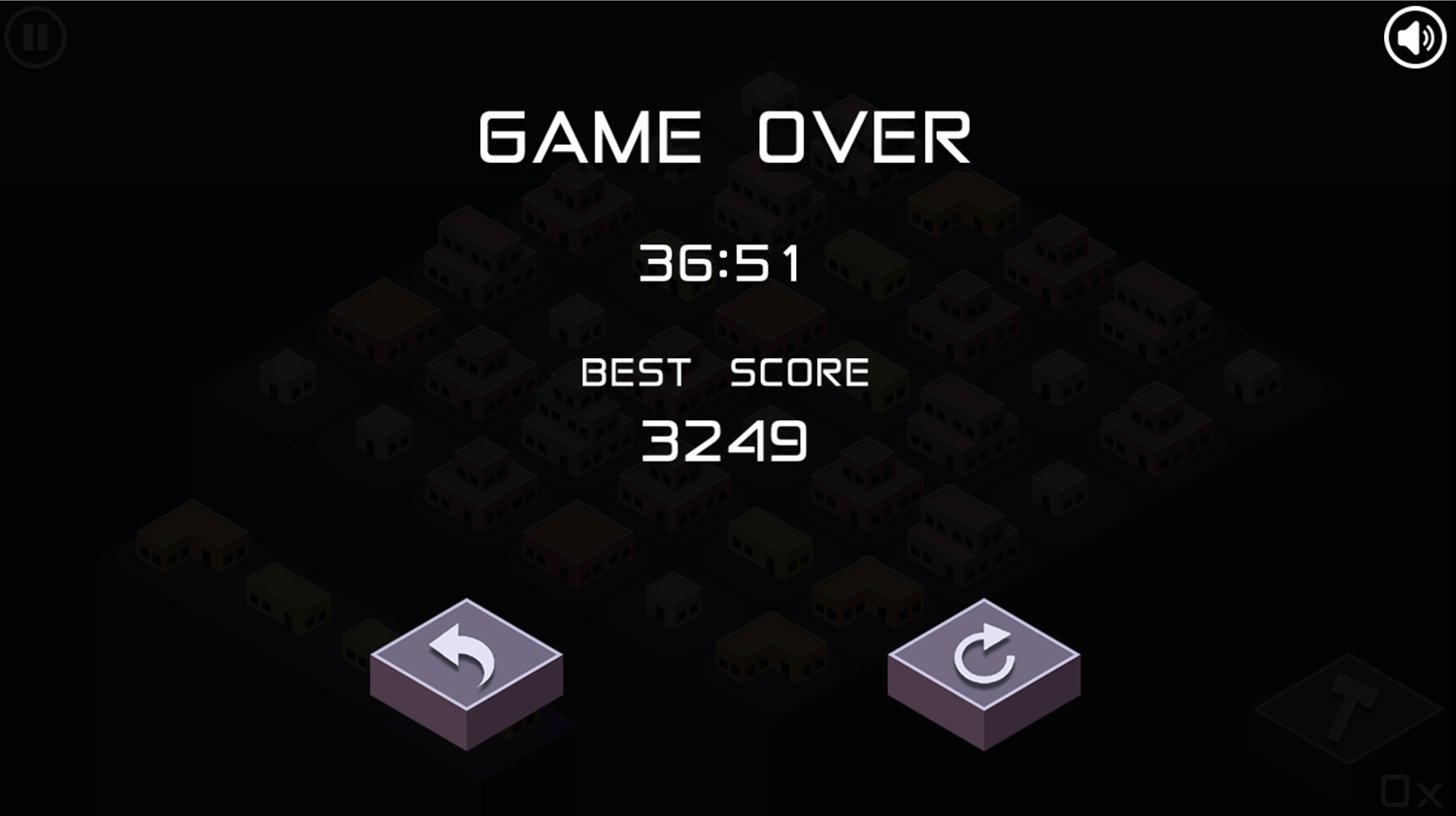 Merge Blocks Game Over Screen Screenshot.