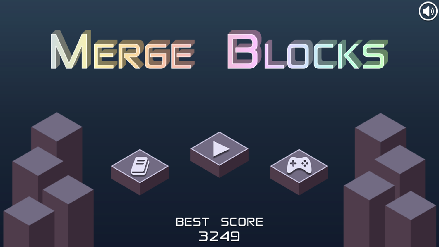 Merge Blocks Game Welcome Screen Screenshot.