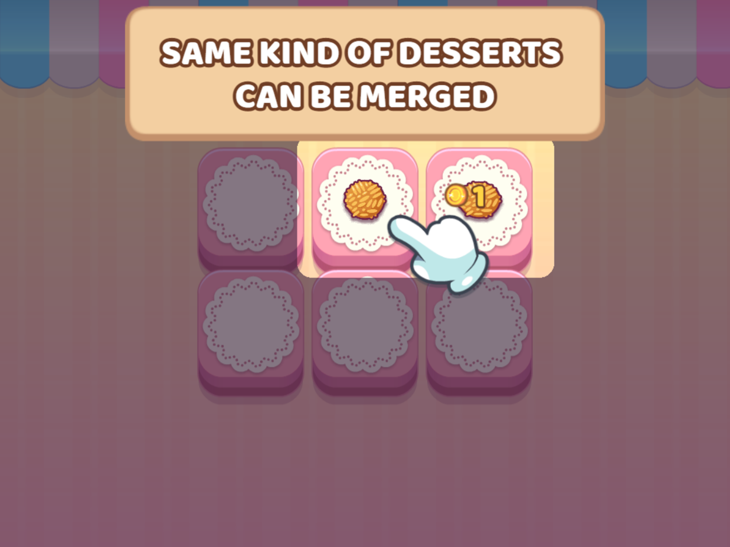Merge Cakes Game Instructions Screenshot.
