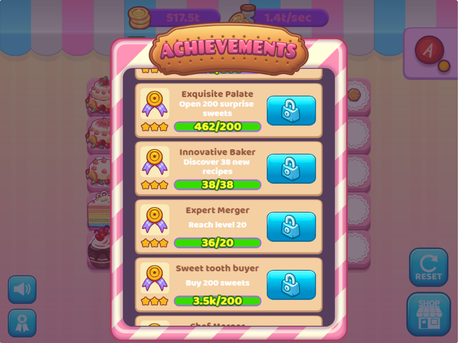 Merge Cakes Game All Achievements Complete Screenshot.