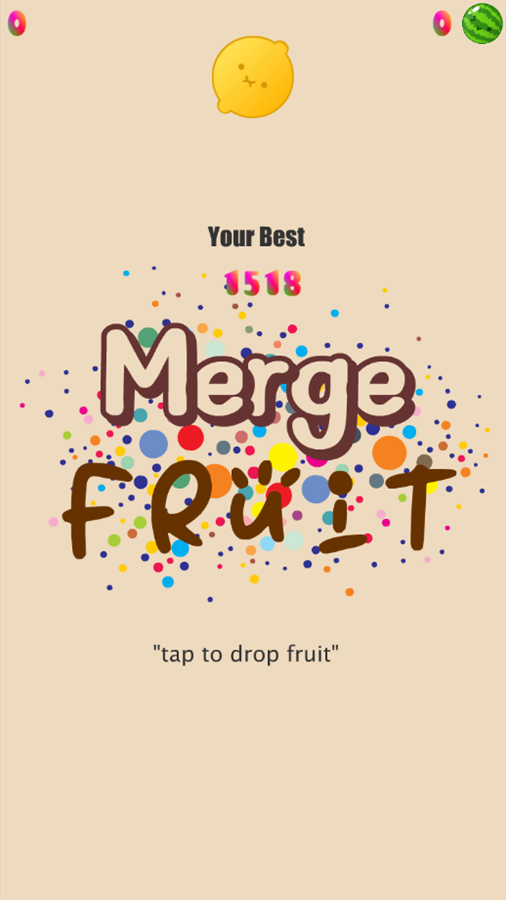 Merge Fruit Game Welcome Screen Screenshot.