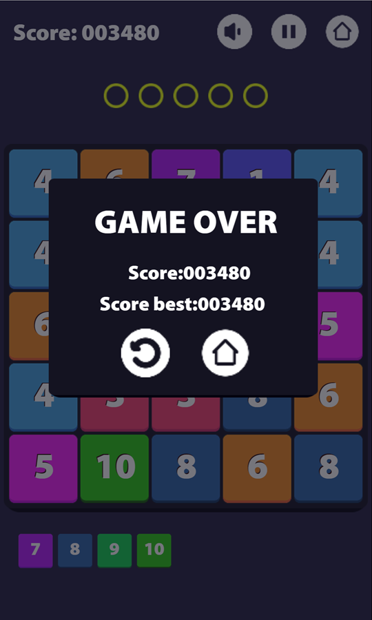 Merge Number Game Over Screen Screenshot.