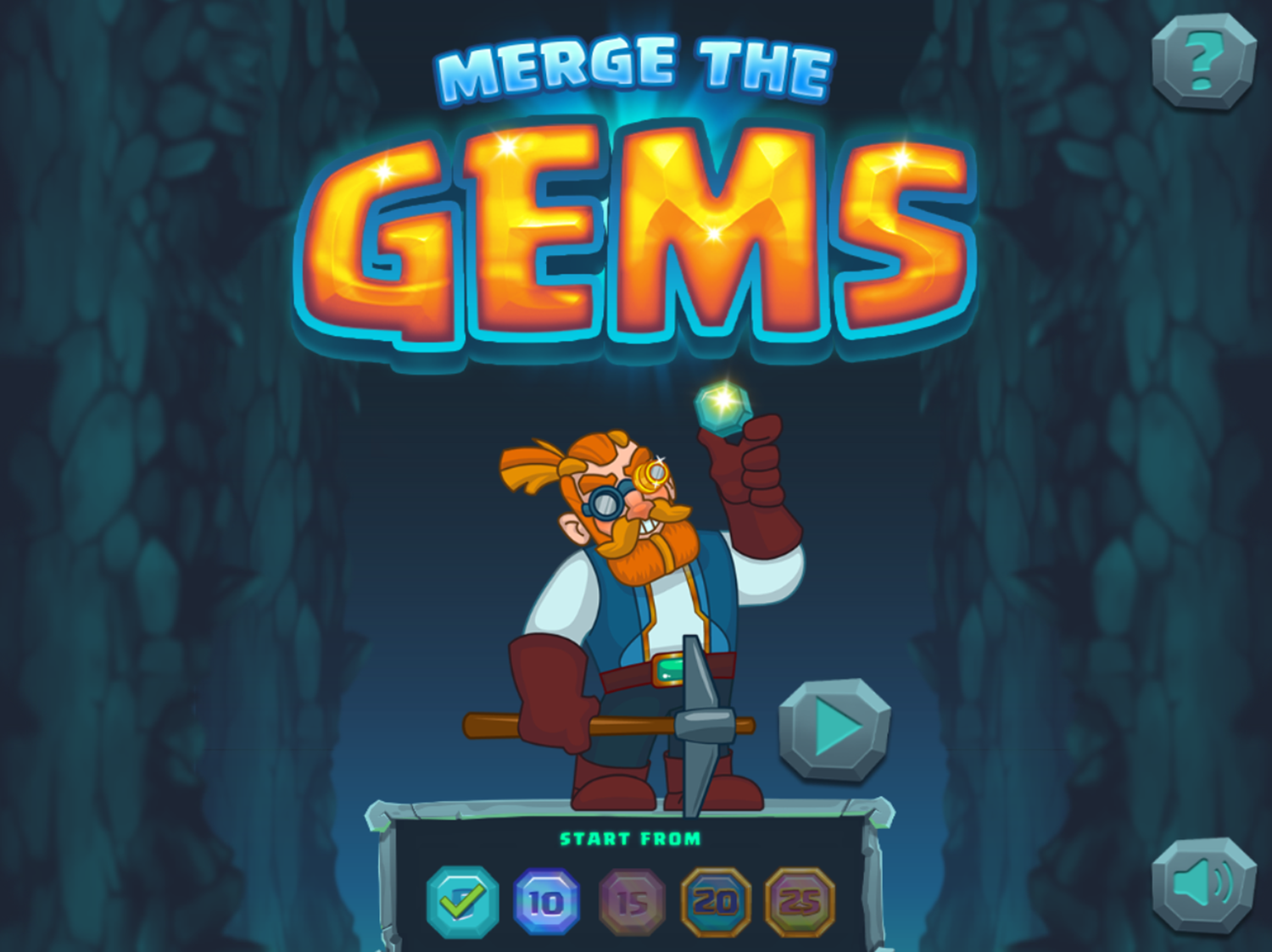 Merge the Gems Game Welcome Screen Screenshot.