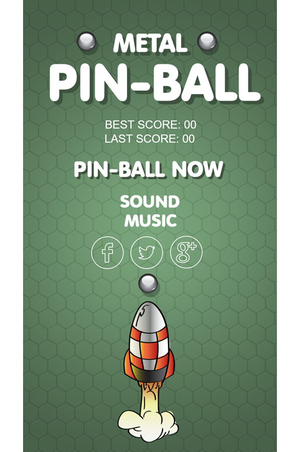 Metal Pinball Game Welcome Screen Screenshot.