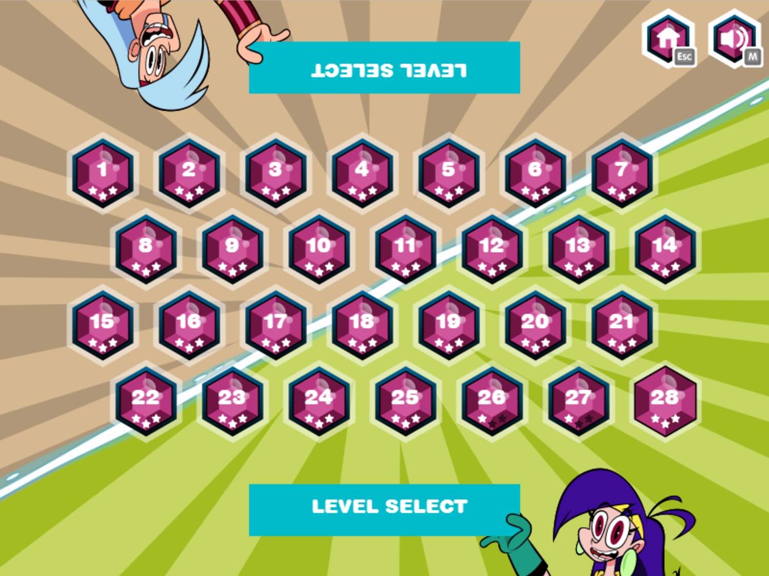 Mighty MagiSwords Double Trouble in Mirror Castle Game Level Select Screen Screenshot.