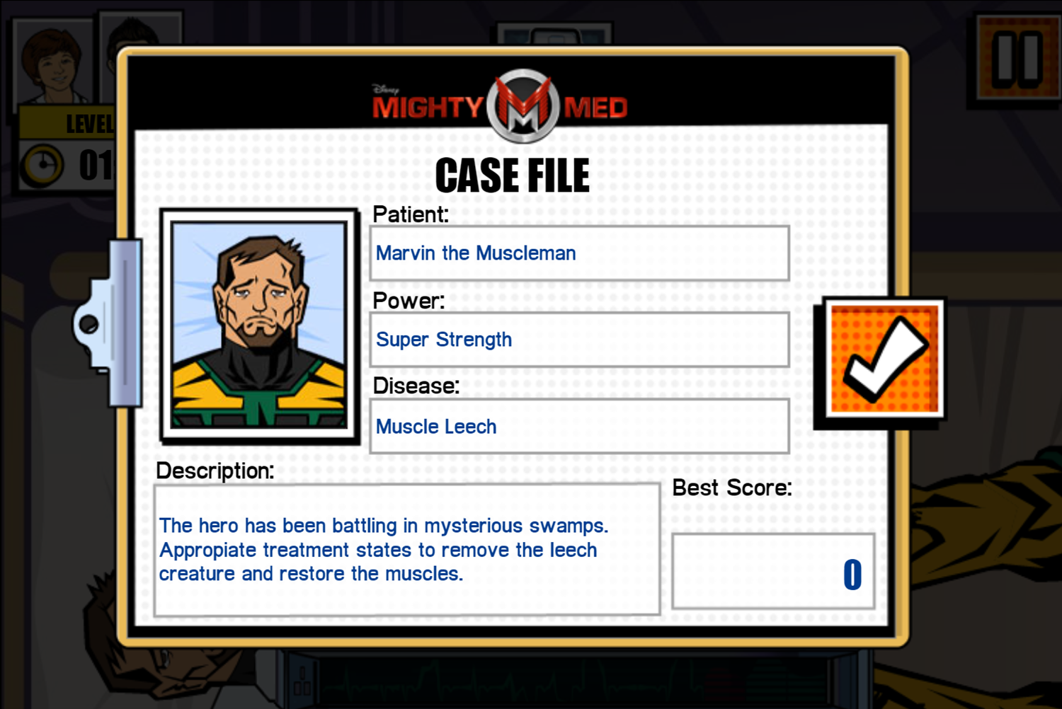 Mighty Med Heroic Healers Game Level Goal Screenshot.