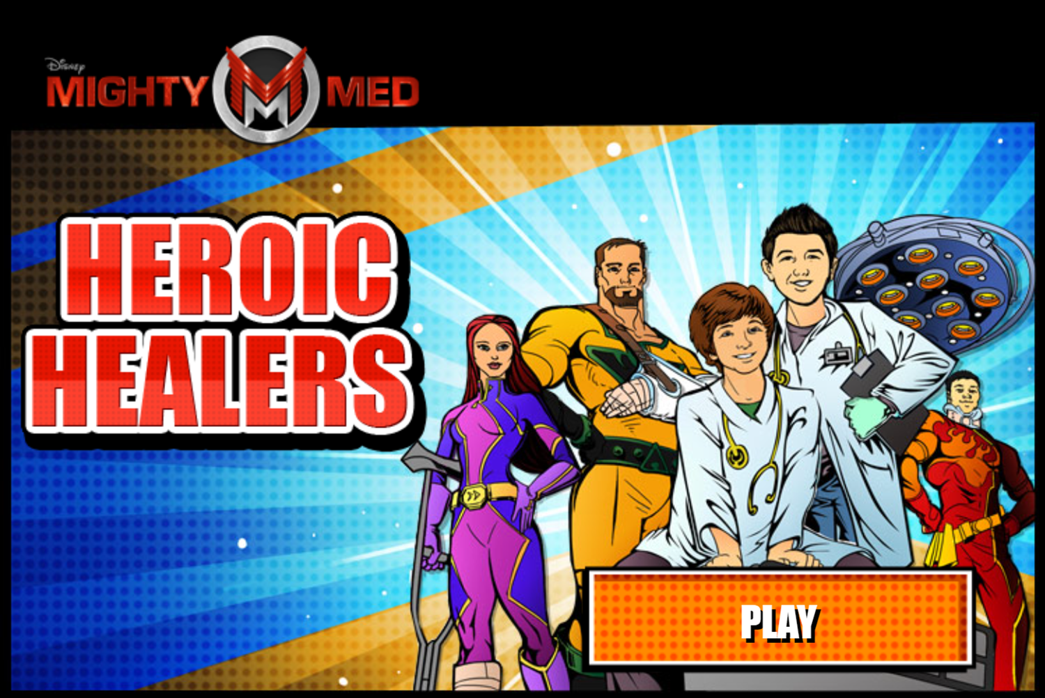 Mighty Med Heroic Healers Game Welcome Screen Screenshot.