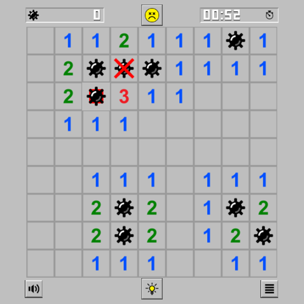 Minesweeper Mania Game Over Screenshot.