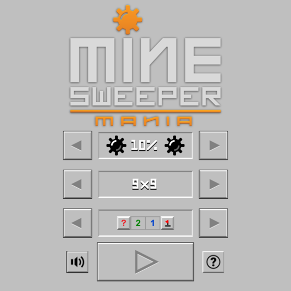 Minesweeper Mania Game Welcome Screen Screenshot.